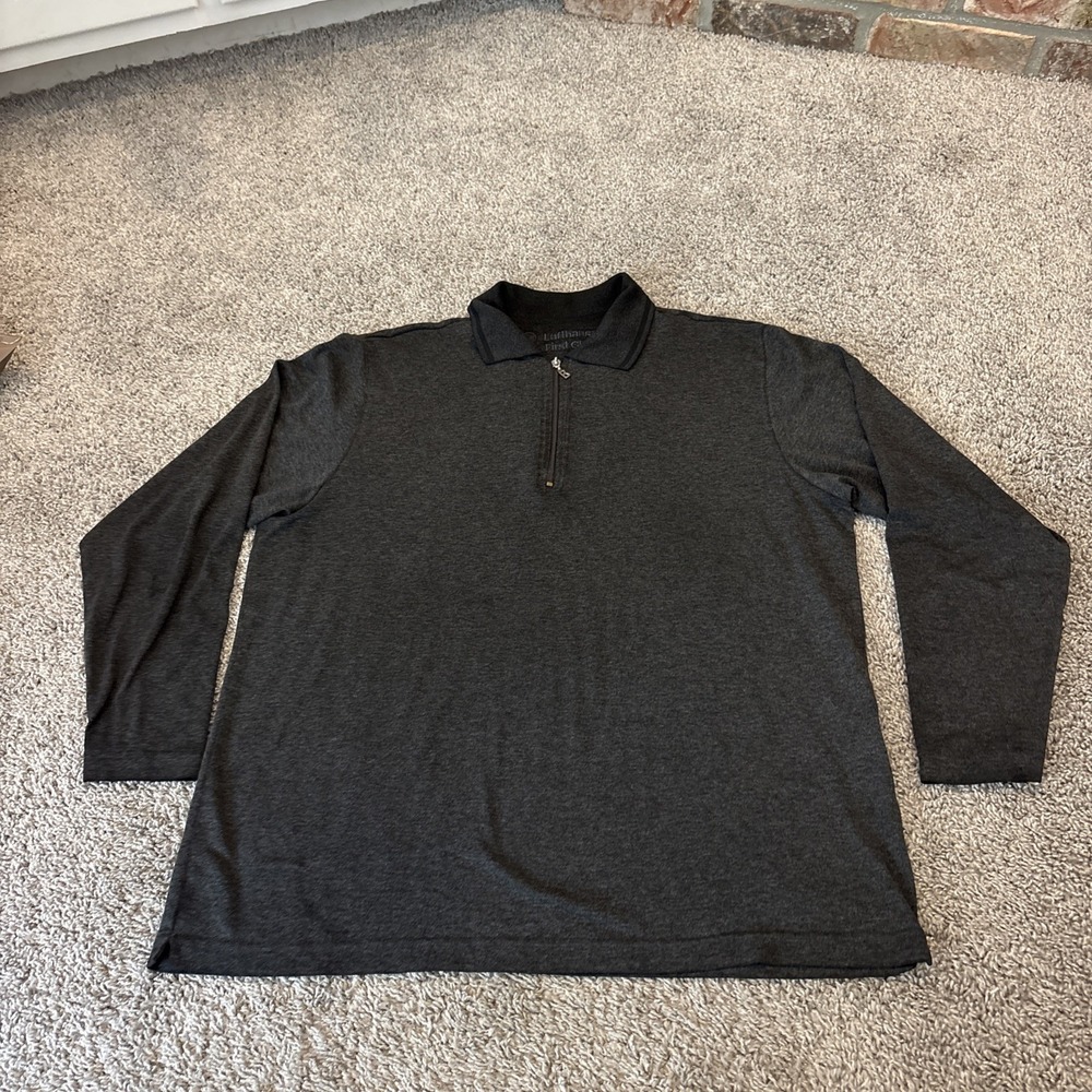 Bogner 1/4 Zip Long Sleeve Polo Shirt Mens XL Grey Lufthansa First Class Knit